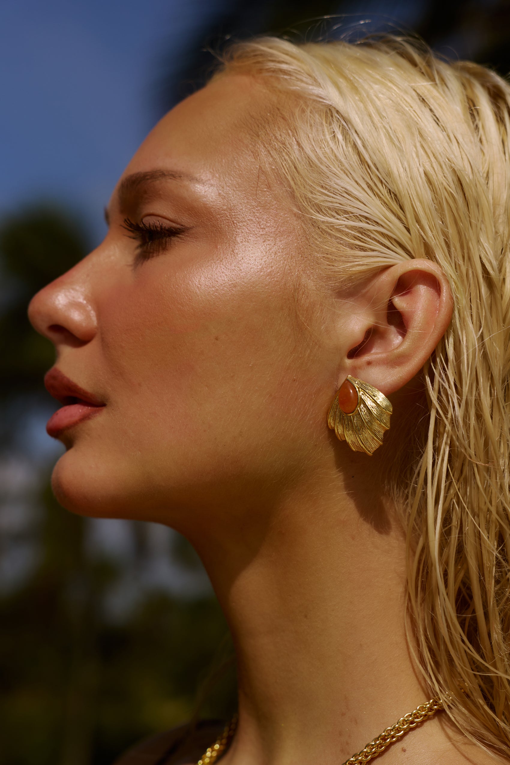 Zahana Earrings in Orange Aventurine