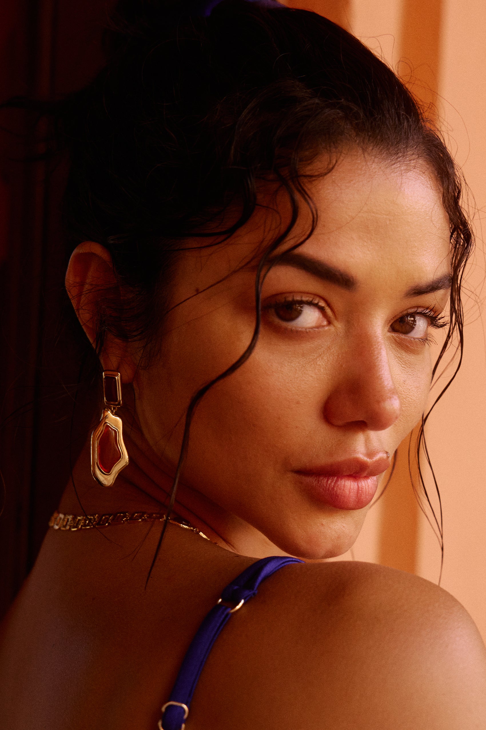 Sombra Earrings in Red Agate