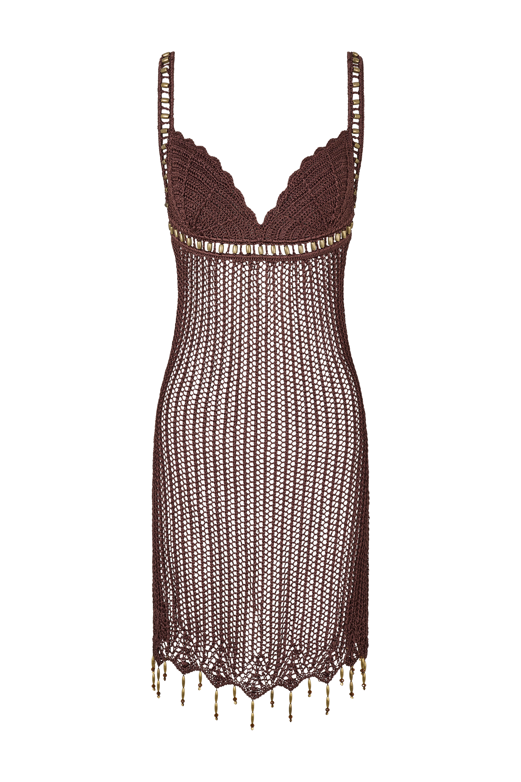 Zelie Crochet Mini Dress in Cacao