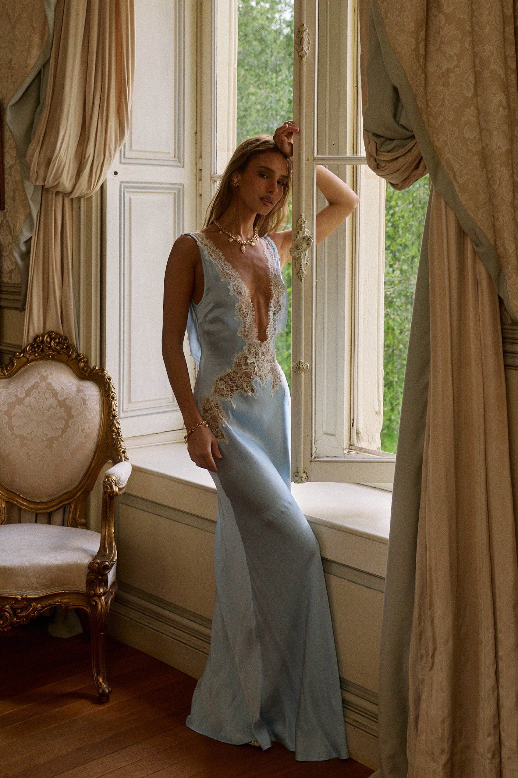 Celestia Maxi Dress in Ciel