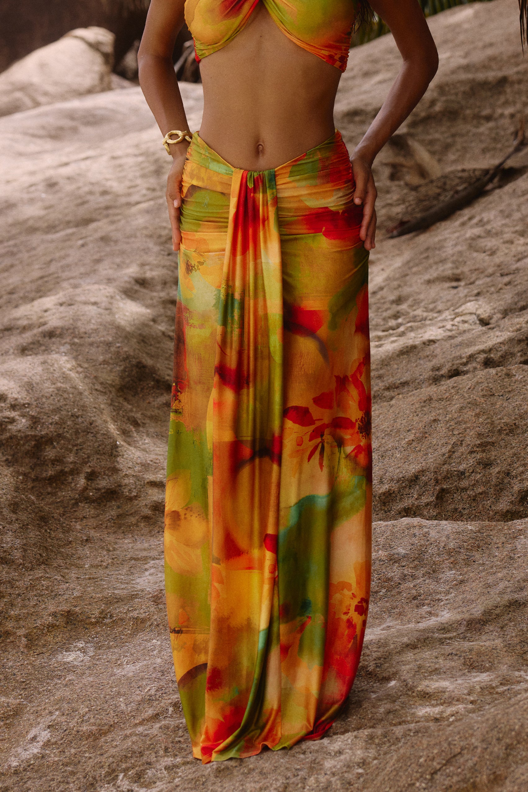 Azura Jersey Maxi Skirt in Solara