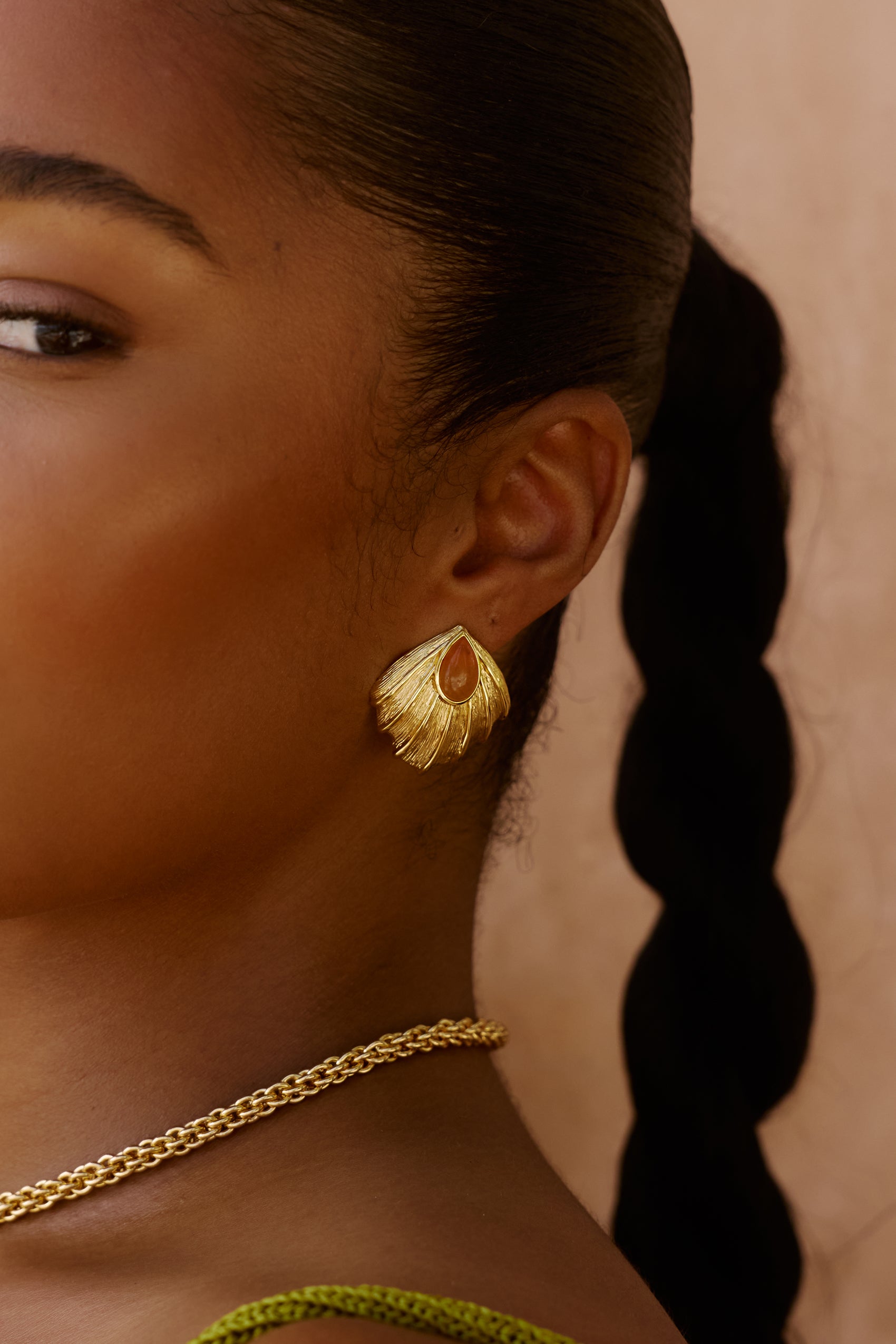 Zahana Earrings in Orange Aventurine