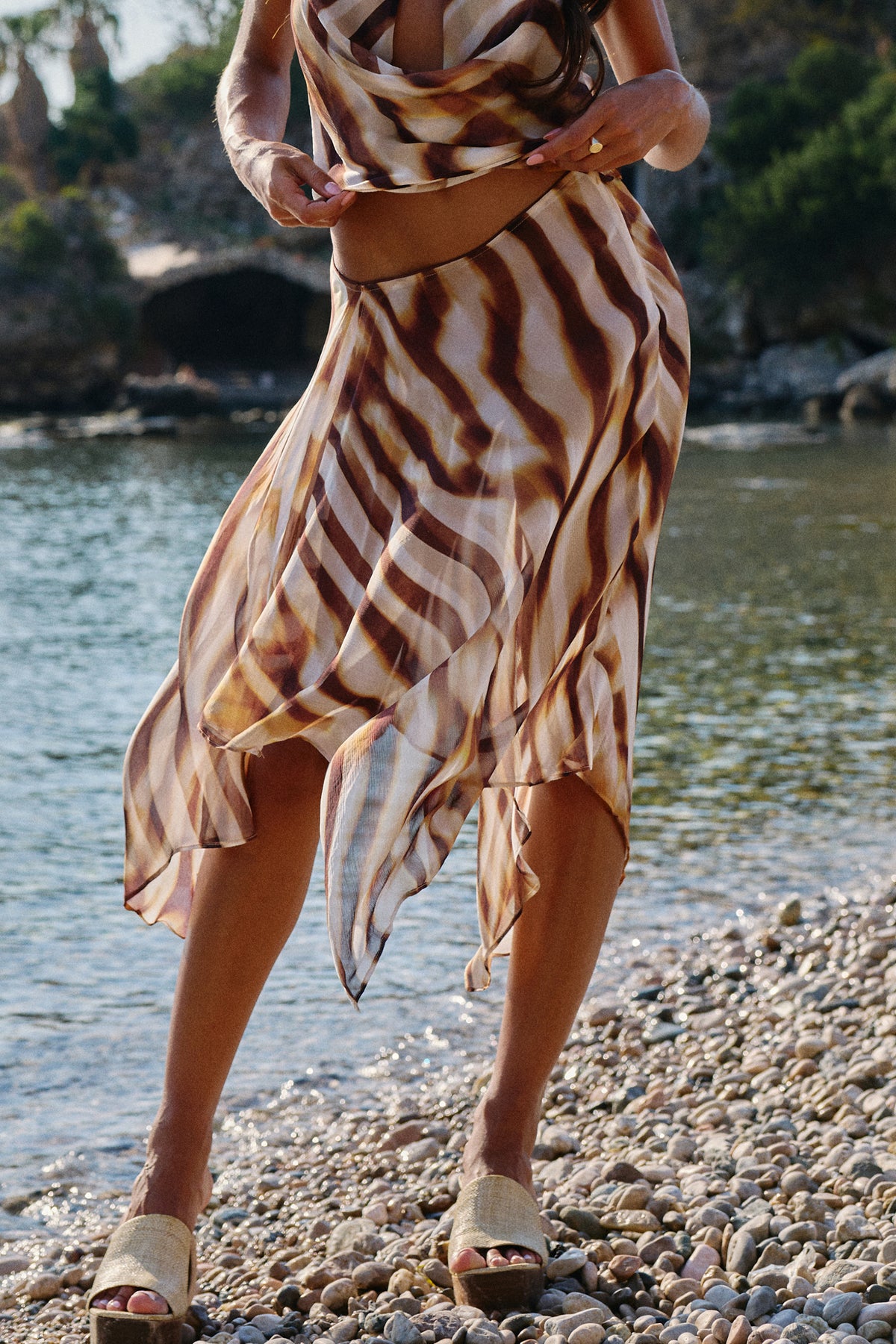 Zora Midi Skirt in Palazzo