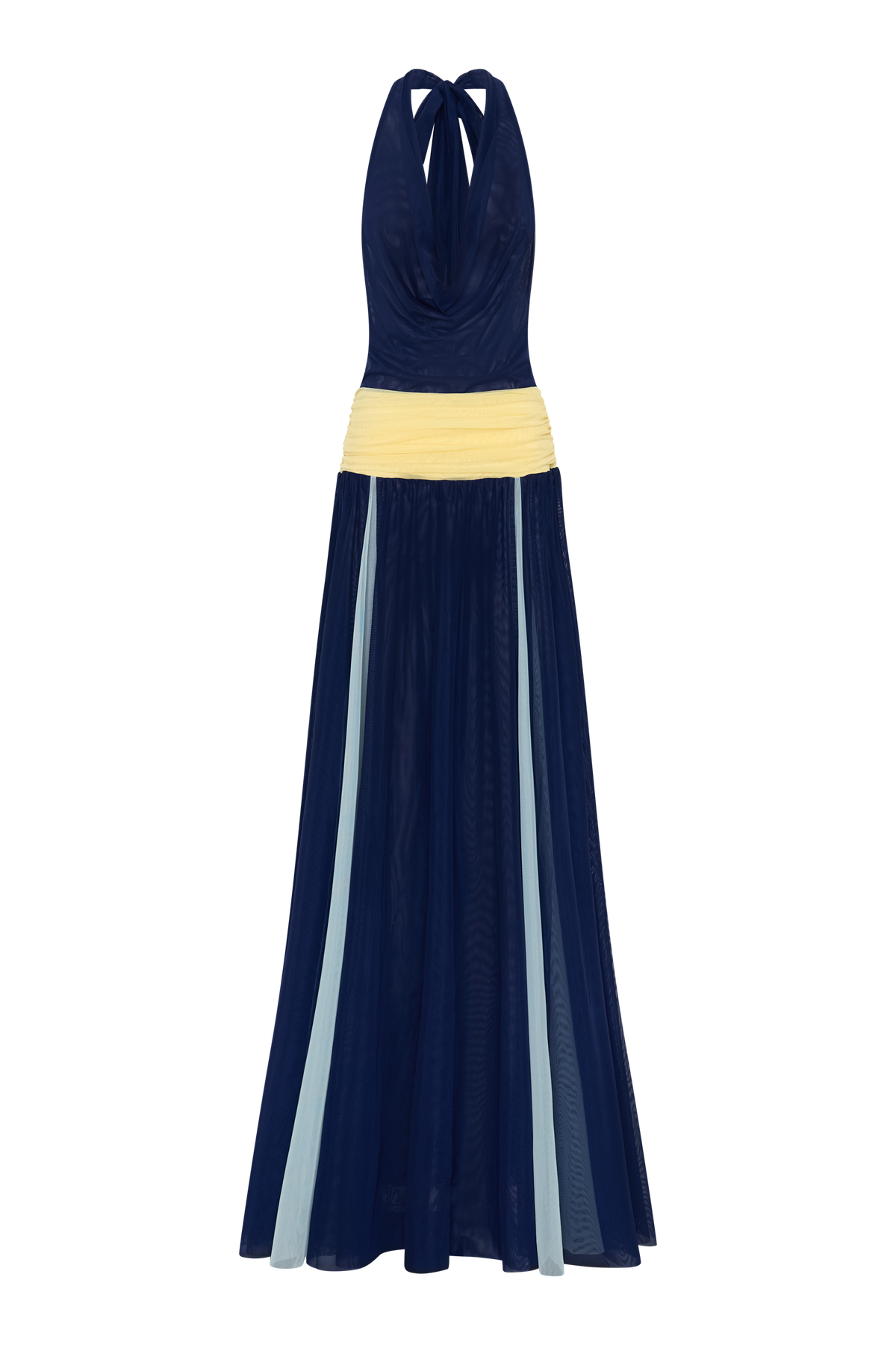 Salina Mesh Maxi Dress in Ceruleo
